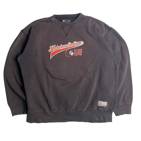 Vintage Hobokan Indians 29 Faded Black Pullover Crewneck Size Large - Picture 1 of 8